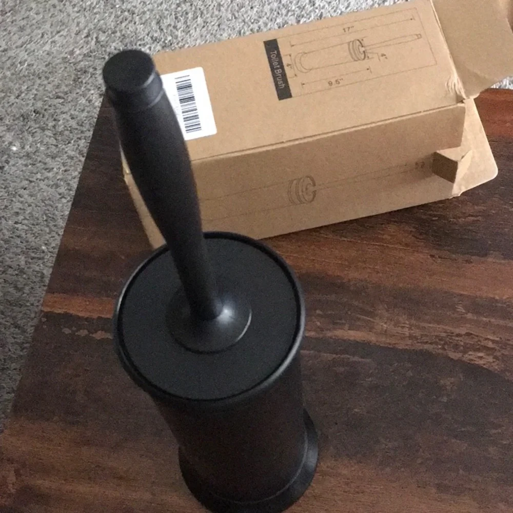 Matte Black Toilet Brush and Holder - Sleek Bathroom Accessory